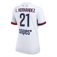 Stroje piłkarskie Paris Saint-Germain Lucas Hernandez #21 Koszulka Wyjazdowej dla damskie 2025-26 Krótki Rękaw